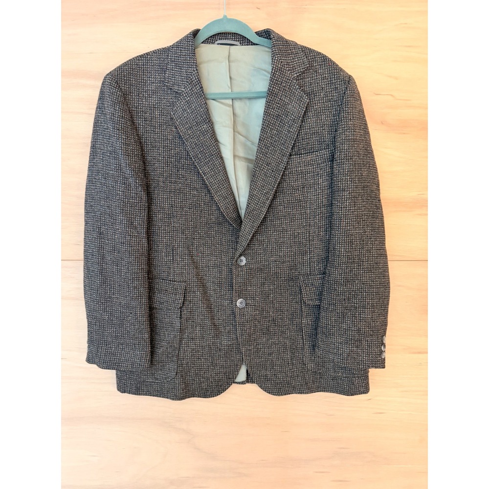 Imperial by Haggar Mens Pure Wool Tweed Blazer Brown Gray Sport Coat Vintage